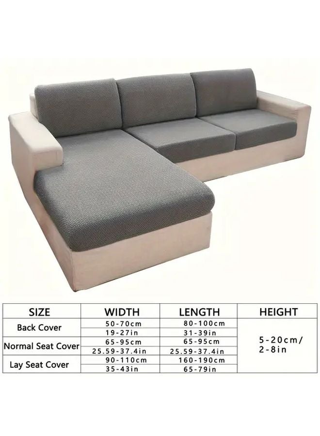 Large Jacquard Stretchable Sofa Cushion Cover Set 6pcs Dark Gray Easy Clean Durable - Image 4